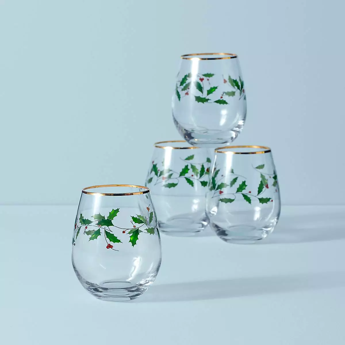 Lenox Holiday™ 4-piece Stemless Wine Glasses 3 Lenox Holiday™ 4-piece Stemless Wine Glasses