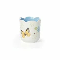 Lenox Candle Geranium Scalloped Butterfly Meadow Blue -Lenox The Christmas Shop Sales 890783 wHR