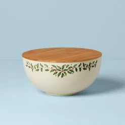 Lenox Bowl Bamboo Holiday Lid Serving