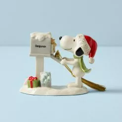 Lenox Snoopy' Santa Ornament Letter