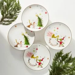 Lenox Set Accent Plates, Merry Grinchma 4 Assorted 8 Lenox Set Accent Plates, Merry Grinchma 4 Assorted -Lenox The Christmas Shop Sales 894166 LHOL 22 FEA 1