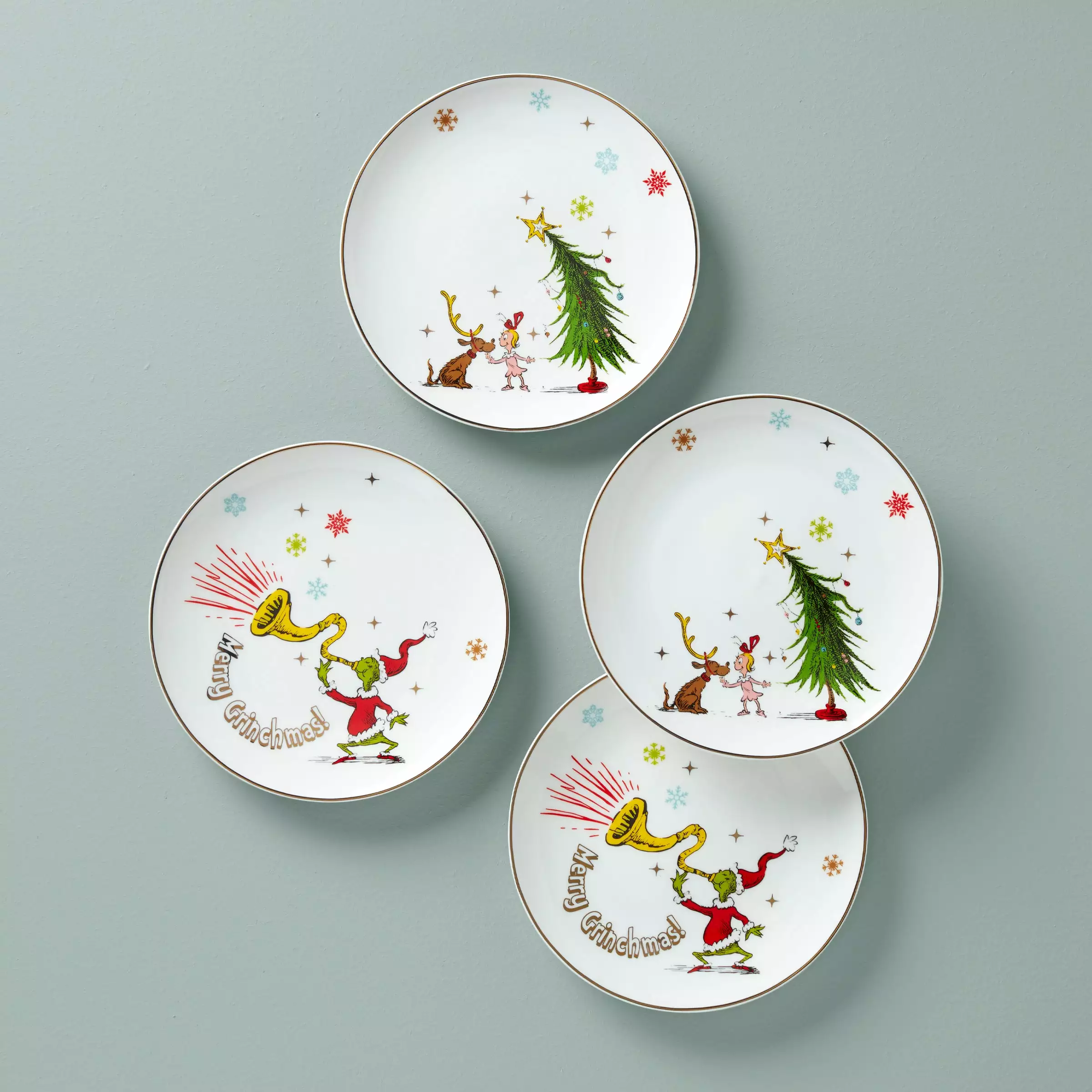 Lenox Set Accent Plates, Merry Grinchma 4 Assorted 2 Lenox Set Accent Plates, Merry Grinchma 4 Assorted