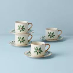Lenox Espresso Saucer, Cup Holiday S/4
