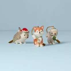 Lenox Woodland Friend Set Ornaments, 3
