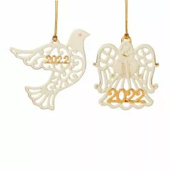 Lenox Ornaments, S/2 Pierced Angel Dove 2022